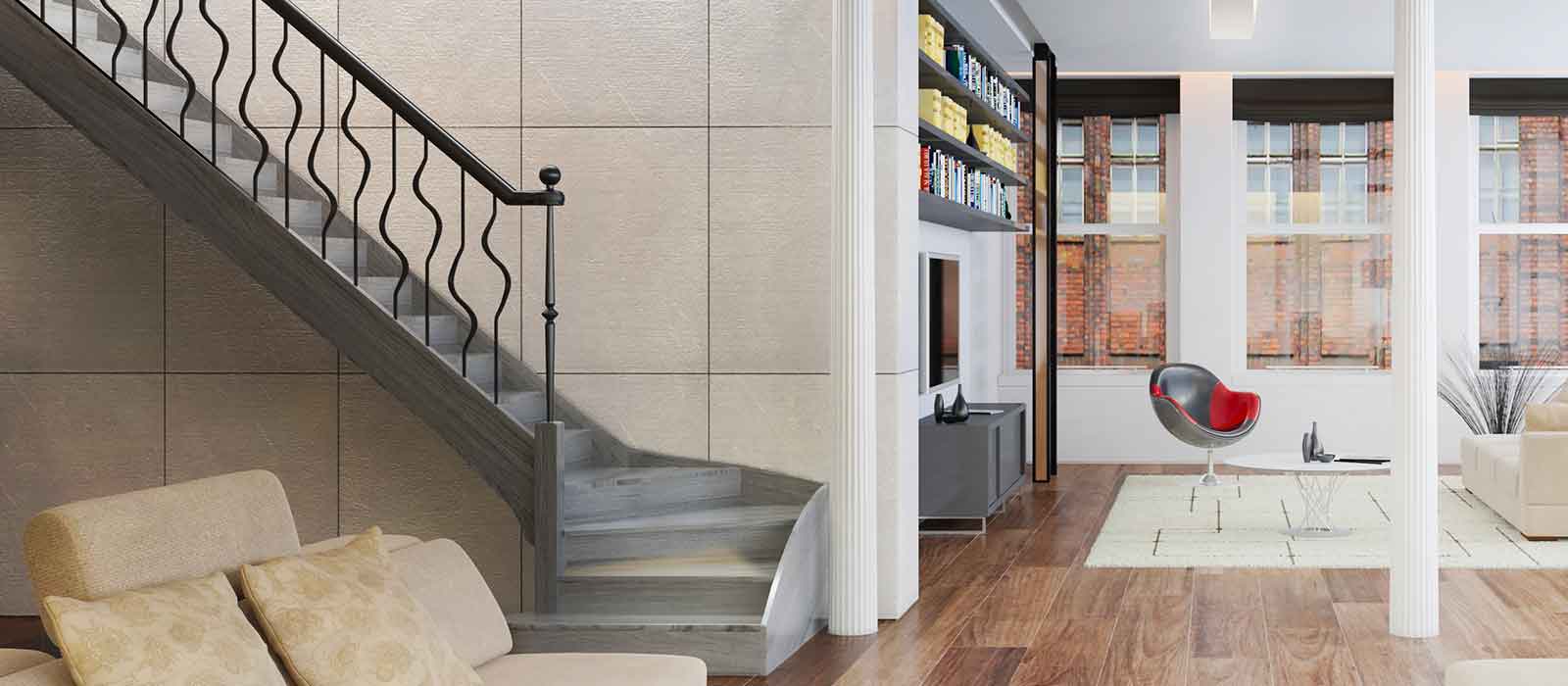 escalier en bois avec rampe d escalier en fer forgé design