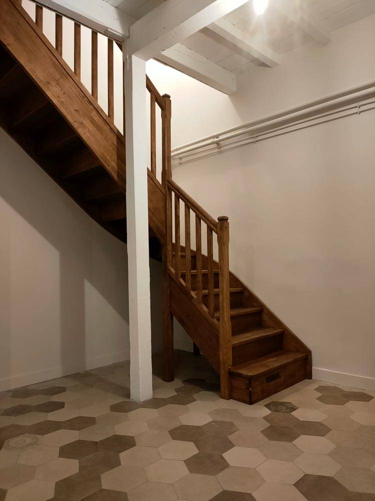 escalier en bois 1 4 tournant